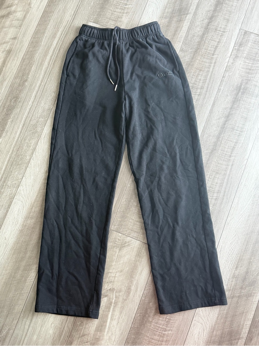 Comfrt Black Straight Leg Sweatpants Women’s Sz S Elastic Waist Drawstring